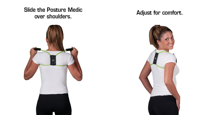 woman wearing posture medic device