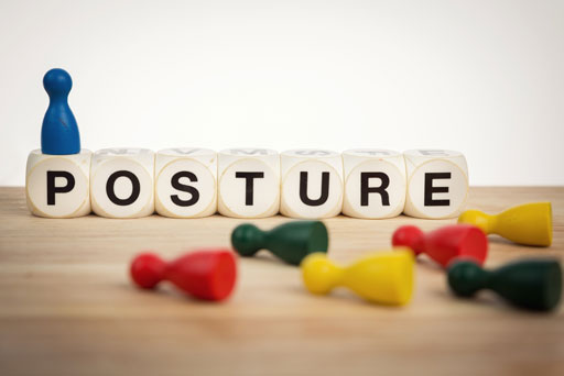 the word posture spelled out with dice